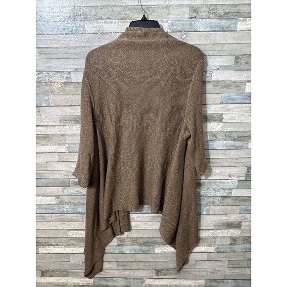 Women’s J.Jill Cardigan Linen blend Asymmetrical Brown Size Large - Picture 15 of 16